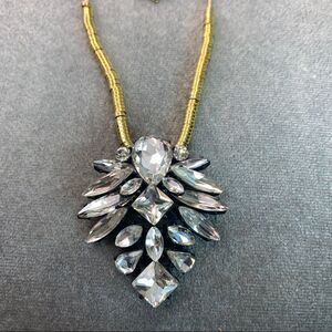 J.crew clear Crystal rhinestone gold-tone pendant necklace wedding prom